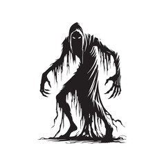 Mysterious Ghoul Silhouette - Ghoul Vector - Minimalist Ghoul Illustration.