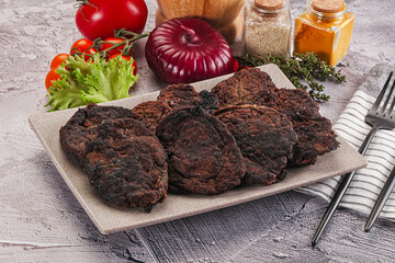 Liver pancakes in the bowl