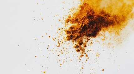 Orange spice powder burst, white background, food photography, recipe