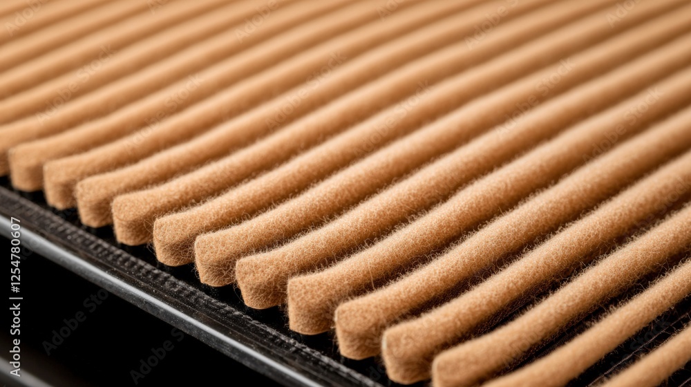 Poster close-up of an air filter showing its textured surface, designed for optimal filtration and airflow.