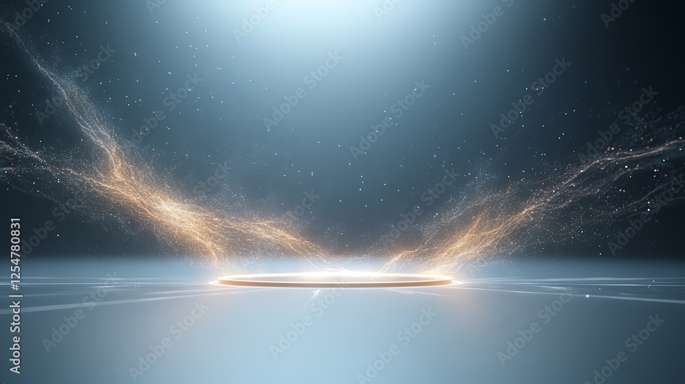 Aufkleber futuristic platform with glowing energy streams, abstract technology background with digital element