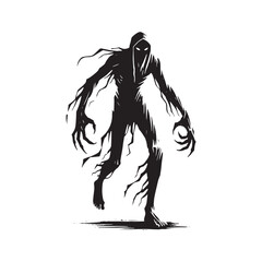 Mysterious Ghoul Silhouette - Ghoul Vector - Minimalist Ghoul Illustration.