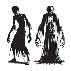 Mysterious Ghoul Silhouette - Ghoul Vector - Minimalist Ghoul Illustration.