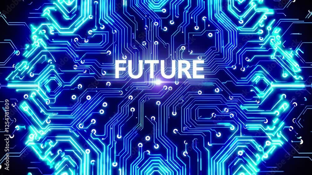 Poster Electronic circuit pattern with future text, technological innovation and digital concept