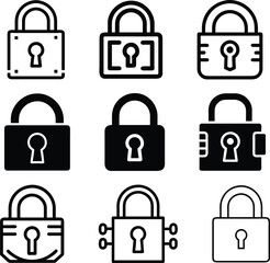 Padlock icons. set of locks, lock icon set, set of padlocks, Vector illustration.