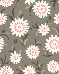 Unique retro daisy flower pattern with warm earthy tones. Ideal for adding a touch of nostalgia and warmth to your design projects.