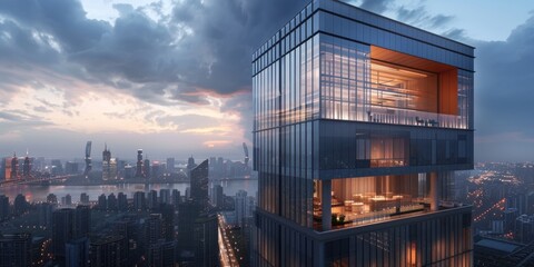 Obraz premium Stunning Modern Skyscraper in a Vibrant Cityscape