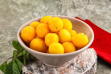 Ripe sweet juicy yellow plum