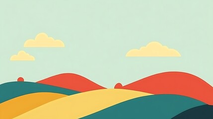 Fototapeta premium Colorful Rolling Hills Under a Pastel Sky