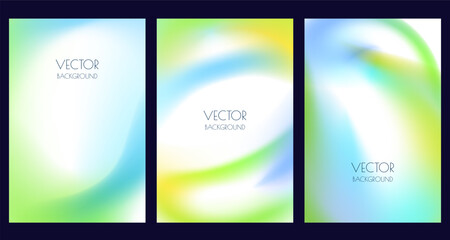 Abstract spring colors background set. Vector gradient illustration. Banner, poster, brochure, flyer design collection