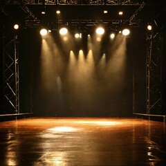 Illuminated Empty Stage for Performance. Generative Ai. Ai