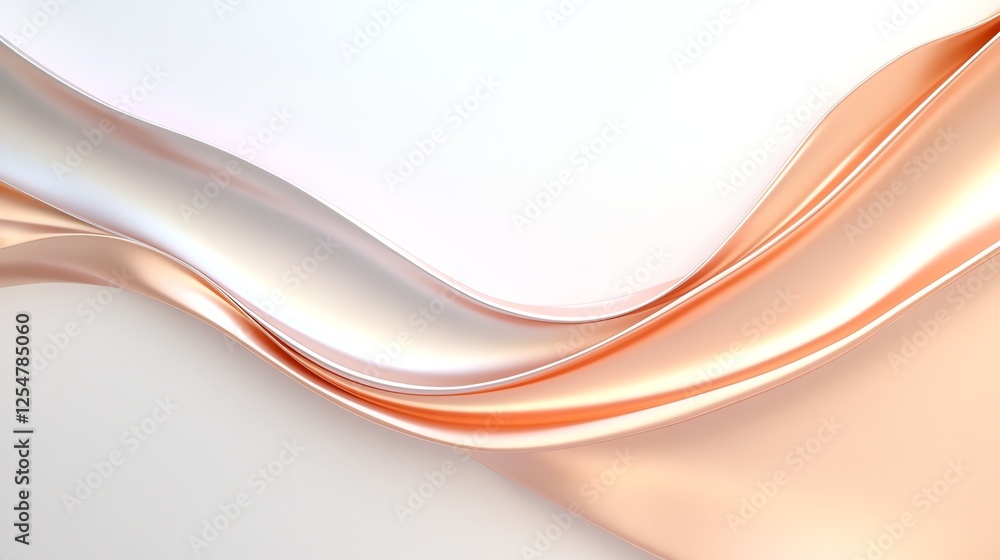 Poster smooth abstract waves in peach and white tones, modern flowing background for design concepts.