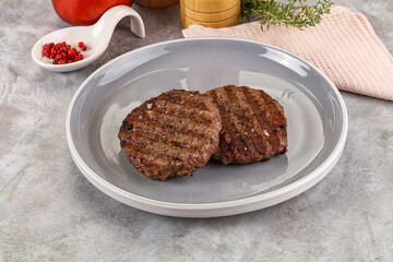 Grilled beef burger cutlet minced meat
