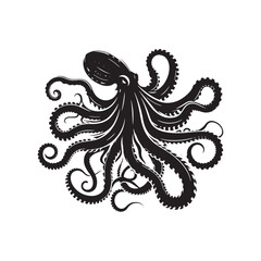 Kraken Vector - Kraken Illustration - Kraken Silhouette - Minimalist Kraken Design.