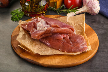 Raw uncooked turkey thigh fillet