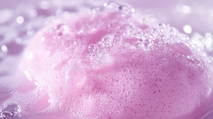 Close-up of soft pink foam bubbles on a smooth surface, creating a calming and soothing atmosphere