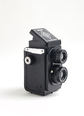 retro antique photo camera isolated on white background. Full depth of field