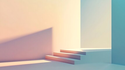 Minimalist Abstract Three Step Staircase Scene