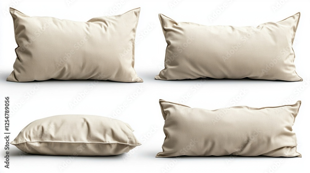 Poster Soft, neutral-colored pillows arranged in multiple poses highlight their adaptability for enhancing comfort in living spaces. Ideal for stylish interior designs and relaxation
