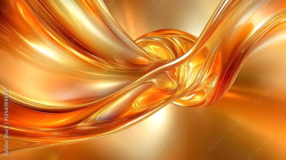 Poster golden abstract background featuring a swirl design with glowing elements and fluid shapes for creat