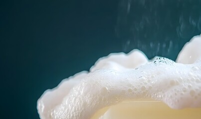 Fototapeta premium white soap bubbles on dark surface, Generative AI