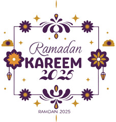 Beautiful Ramadan Typography with Ornamental Flowers – T-Shirt , Art & Illustration