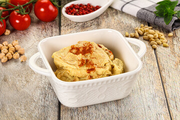 Natural chickpea hummus with paprika