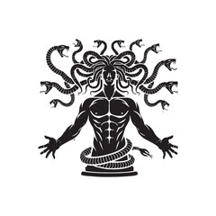 Medusa Silhouette - Medusa Vector - Medusa Minimalist Design - Illustration of Medusa.