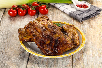 Tasty roasted pork ribs with spices