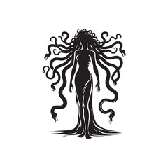 Medusa Silhouette - Medusa Vector - Medusa Minimalist Design - Illustration of Medusa.
