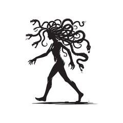 Medusa Silhouette - Medusa Vector - Medusa Minimalist Design - Illustration of Medusa.