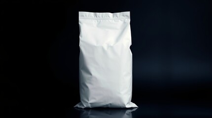 a white bag with a black background. 