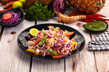 Fresh crab salad with cabbage
