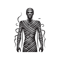 Mummy Silhouette - Minimalist Mummy Deign - Mummy Vector - Mummy Illustration.