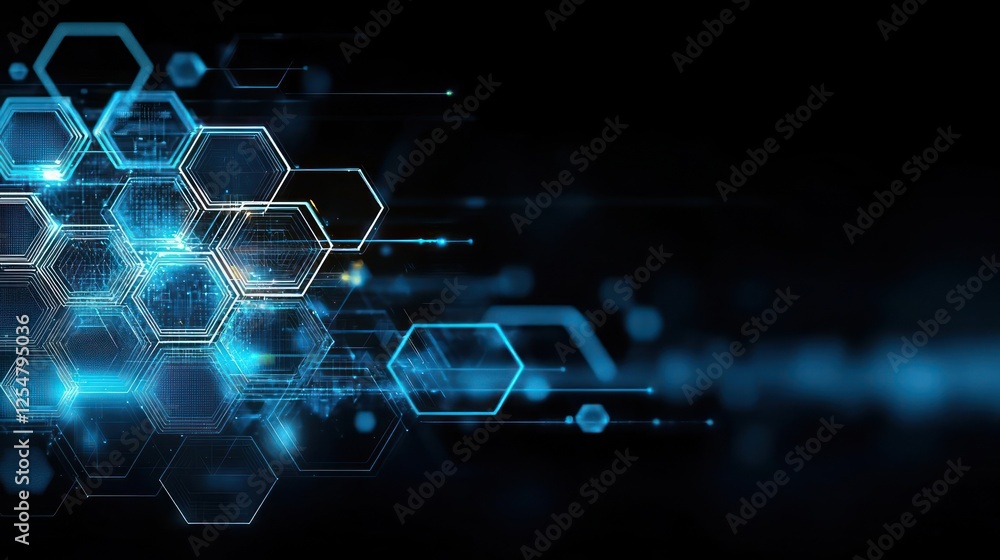 Poster abstract digital technology background with hexagons
