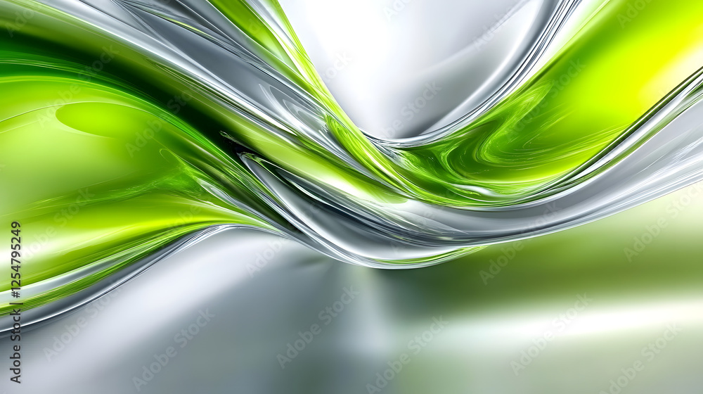 Poster abstract wallpaper featuring green and silver patterns with a glowing effect and soft textures