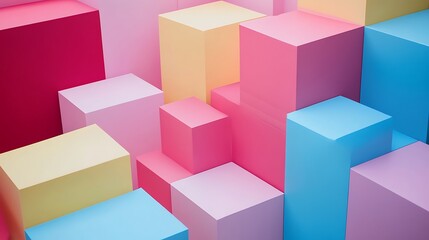 Obraz premium Abstract Pastel Cubes Colorful Geometric Design