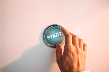 Hand pressing start button , Symbol of a business or technology startup , Generative AI