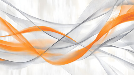 Abstract art featuring orange and white colors in a modern painting with dynamic brush strokes and...