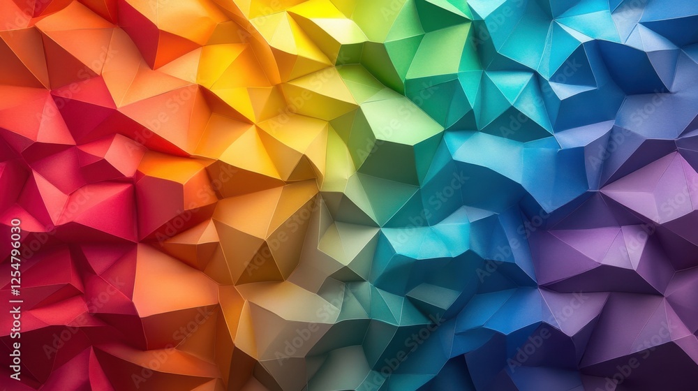 Poster vibrant geometric shapes in a stunning spectrum of colors create a mesmerizing abstract design