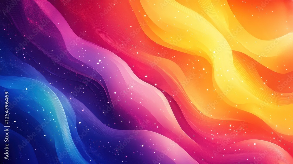 Poster colorful abstract waves create a mesmerizing display of vibrant hues in a cosmic atmosphere