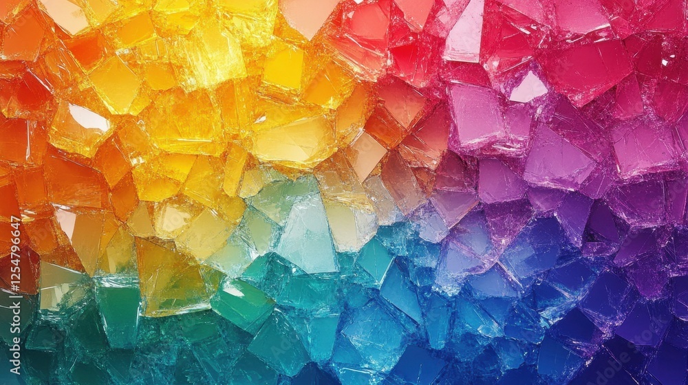 Aufkleber vibrant mosaic of colorful gems reflecting light in a captivating display of hues and textures for a