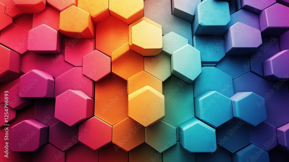 Poster colorful hexagons create a mesmerizing pattern that captures the essence of vibrant design in a mode