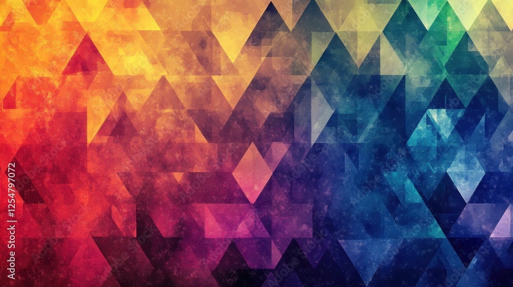 Poster vibrant geometric patterns blend colors in a captivating display of abstract artistry