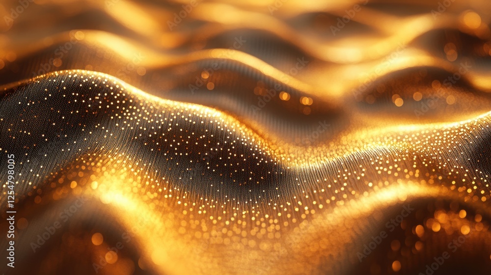 Poster golden fabric ripples under soft light creating an enchanting shimmering effect
