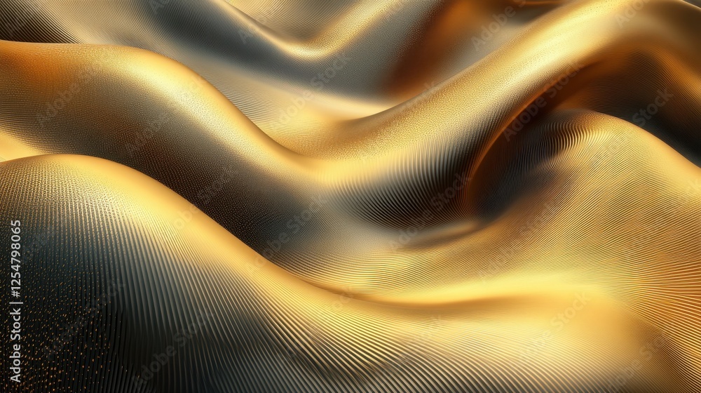 Poster flowing waves of shimmering gold create an alluring and rhythmic texture under soft lighting