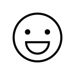 Fototapeta premium Vector illustration of a line emoticon showing a wide smile expression.