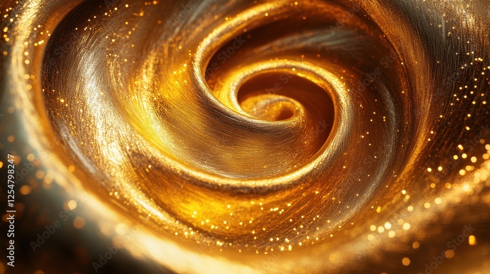 Poster swirling patterns of golden hues create a mesmerizing dance of light and texture in a vibrant displa