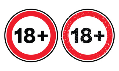 18+ age restriction sign. vector template
