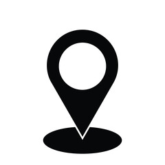 A vector illustration of a location pin on a black circle.
